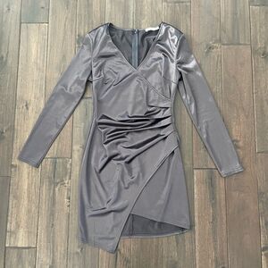 Lush Pewter Bodycon Shiny Mini Dress M